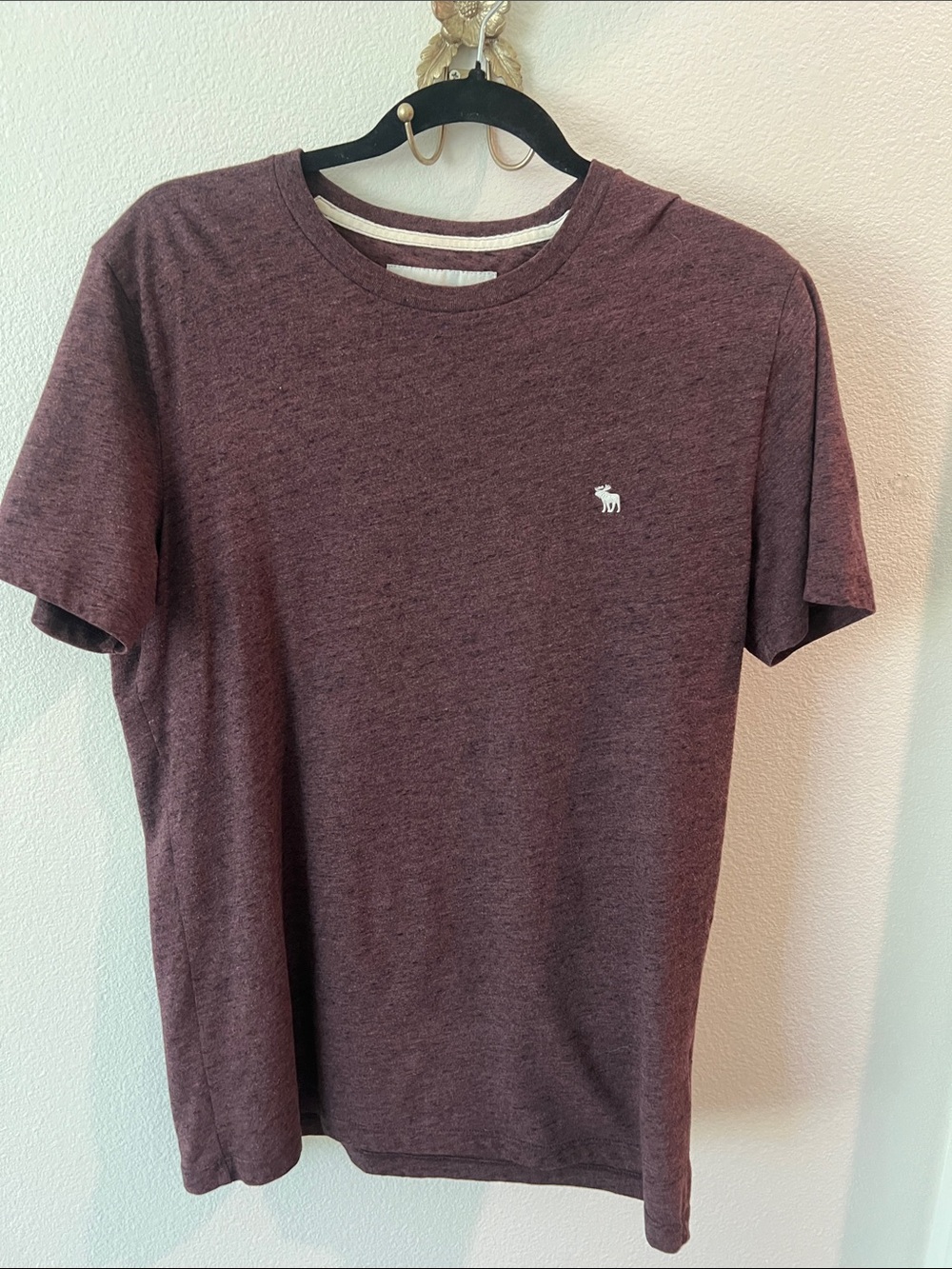 Men's Heather Plum Short Sleeve Crew Tee with Embroidered Logo
